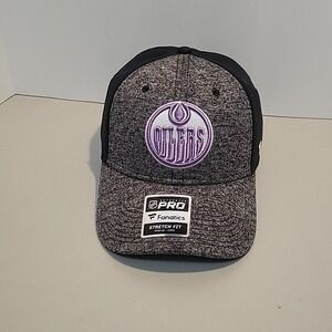Edmonton Oilers Fanatics Hockey Fights Cancer Stretch Fit M/L Cap Hat